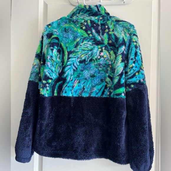 Lilly Pulitzer Keala Sherpa Popover Low Tide Navy Catty Purrsonality MEDIUM - Picture 5 of 9